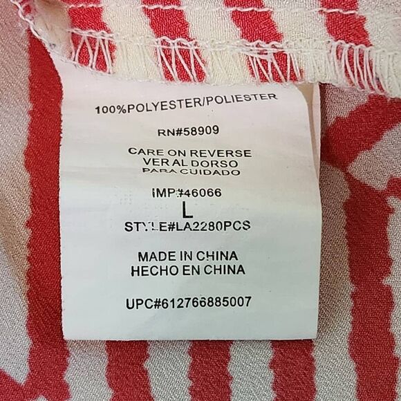 Gibson Latimer Pink Chevron Blouse Size Large Rose and Cream Chevron Print Top - Picture 10 of 11